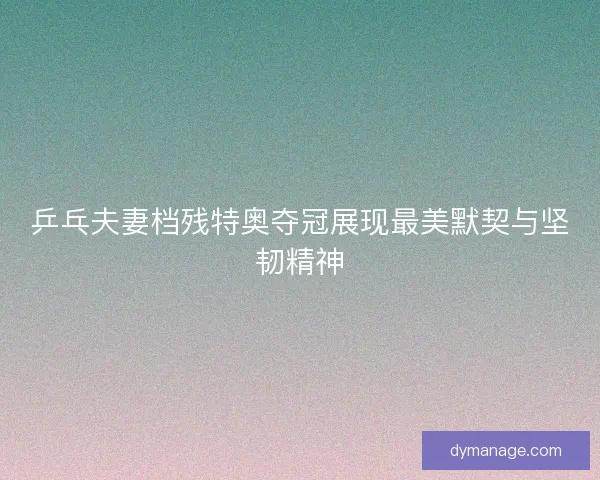 乒乓夫妻档残特奥夺冠展现最美默契与坚韧精神