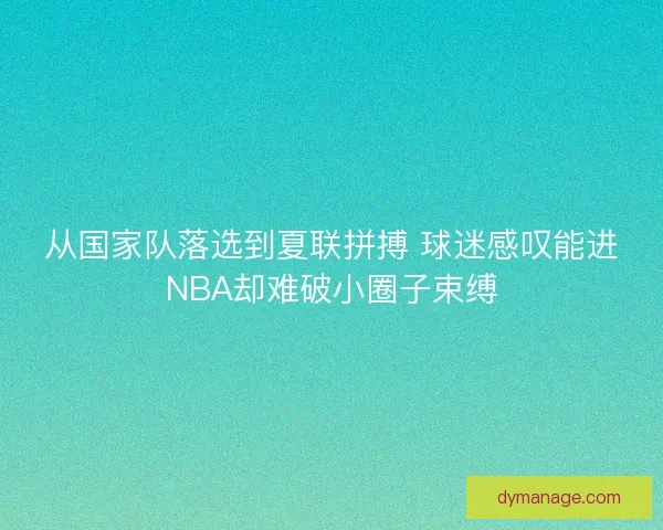 从国家队落选到夏联拼搏 球迷感叹能进NBA却难破小圈子束缚